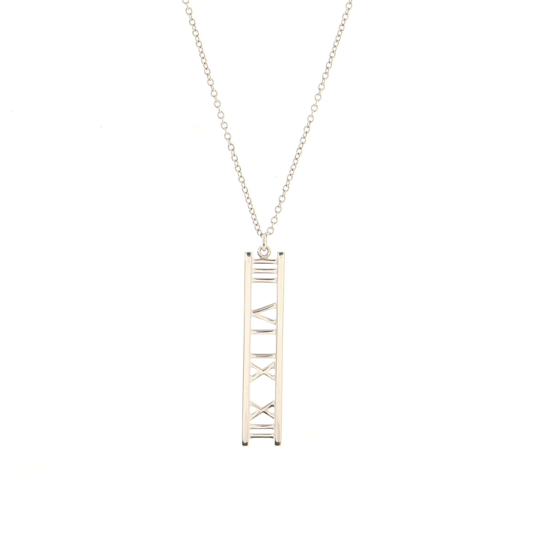 Atlas Bar Pendant Necklace 18K White Gold