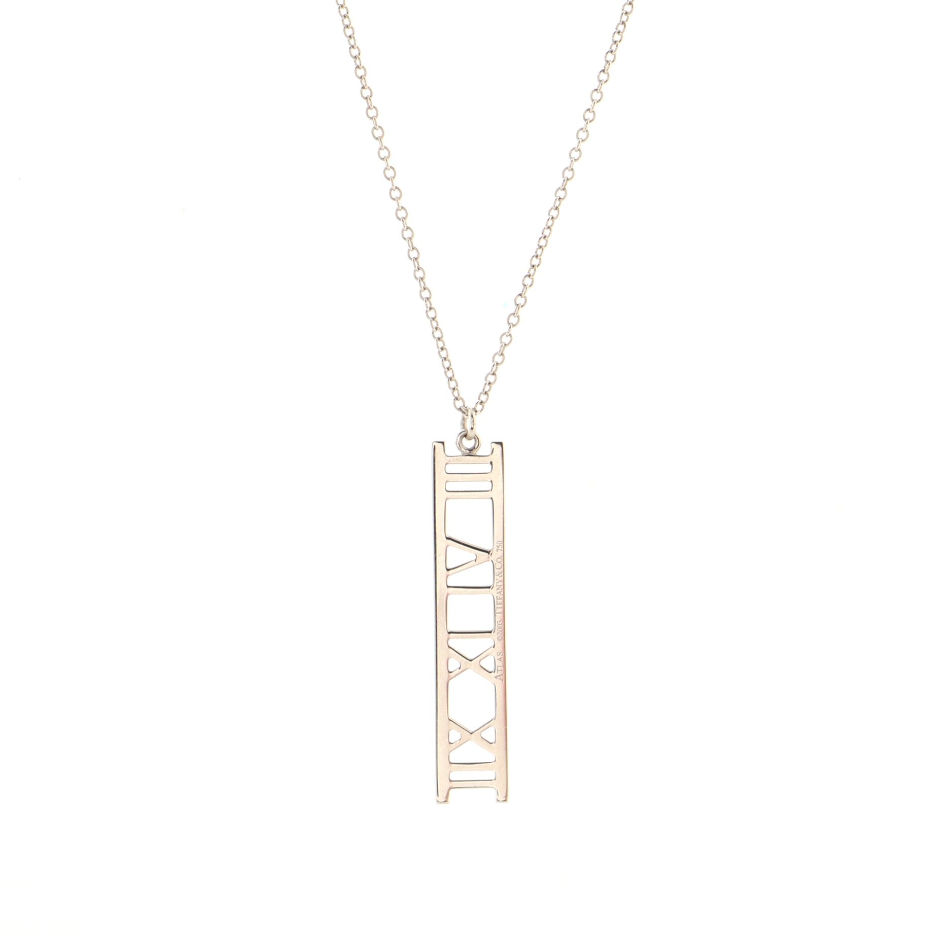Atlas Bar Pendant Necklace 18K White Gold