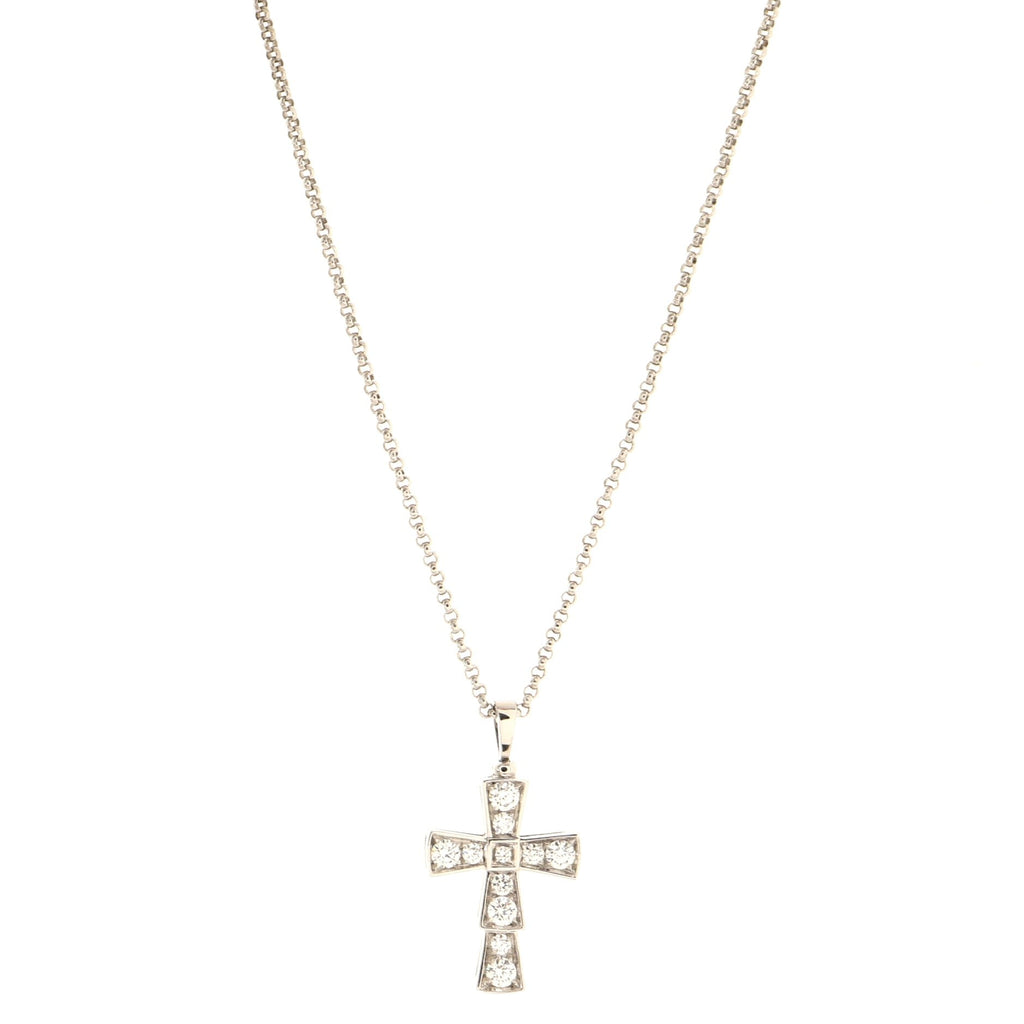 Serpenti Cross Necklace 18K White Gold and Diamonds