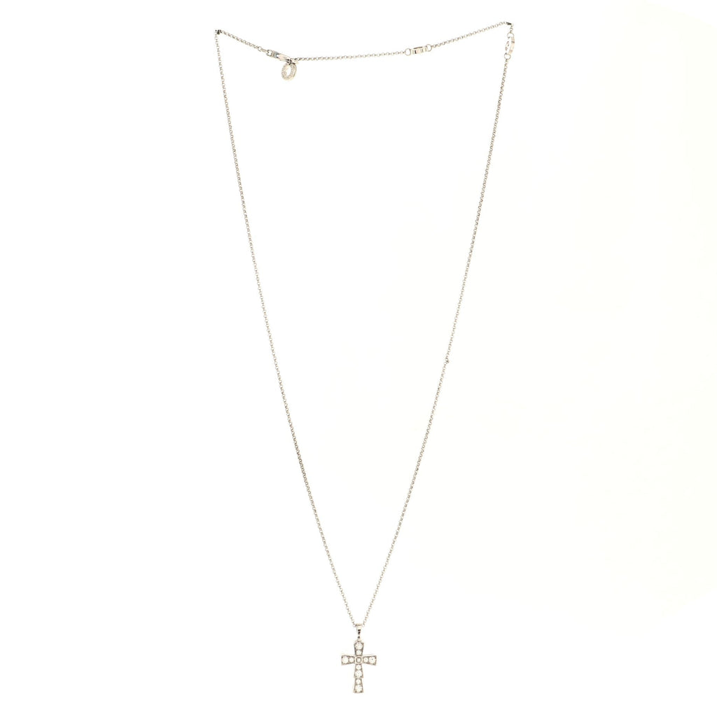 Serpenti Cross Necklace 18K White Gold and Diamonds