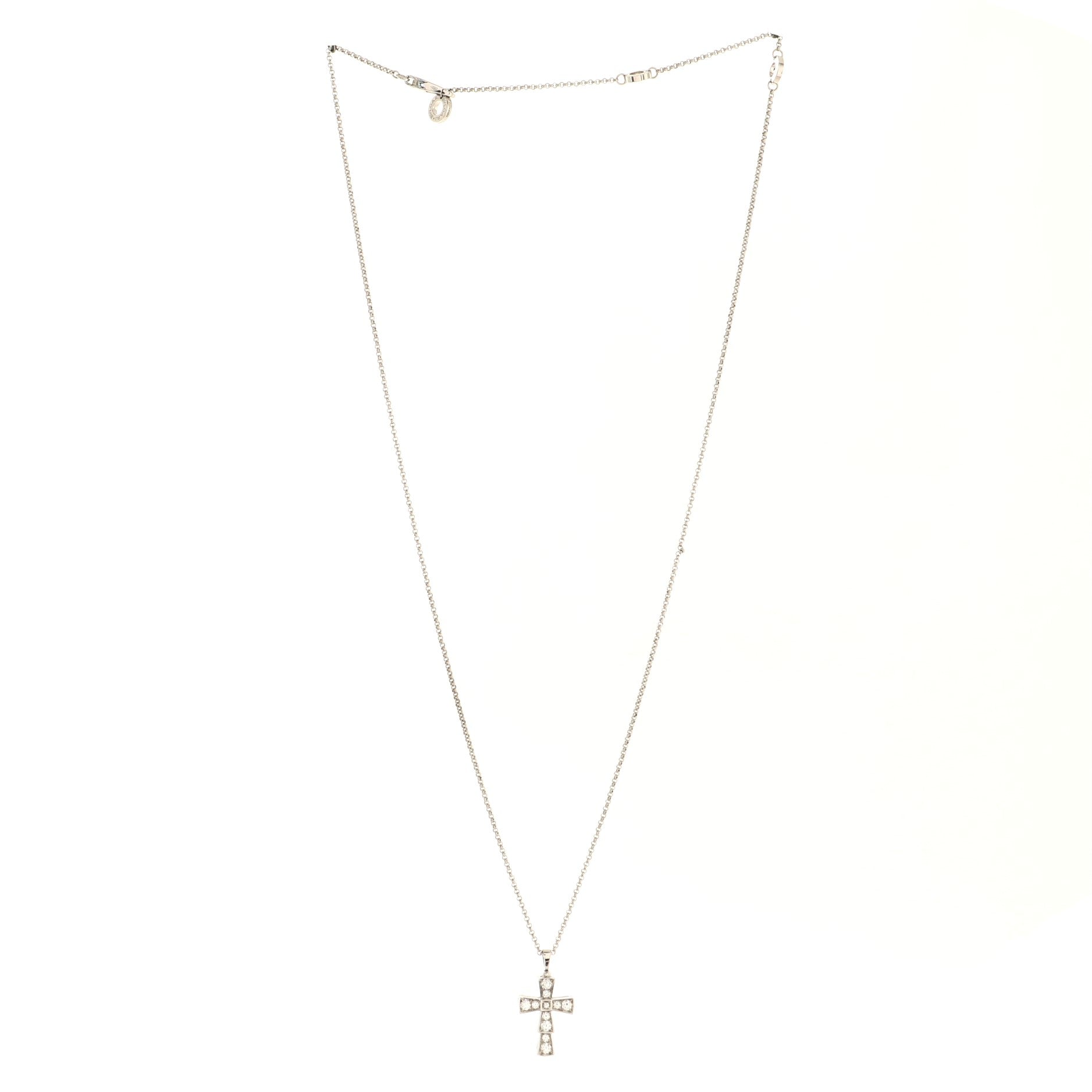 Serpenti Cross Necklace 18K White Gold and Diamonds