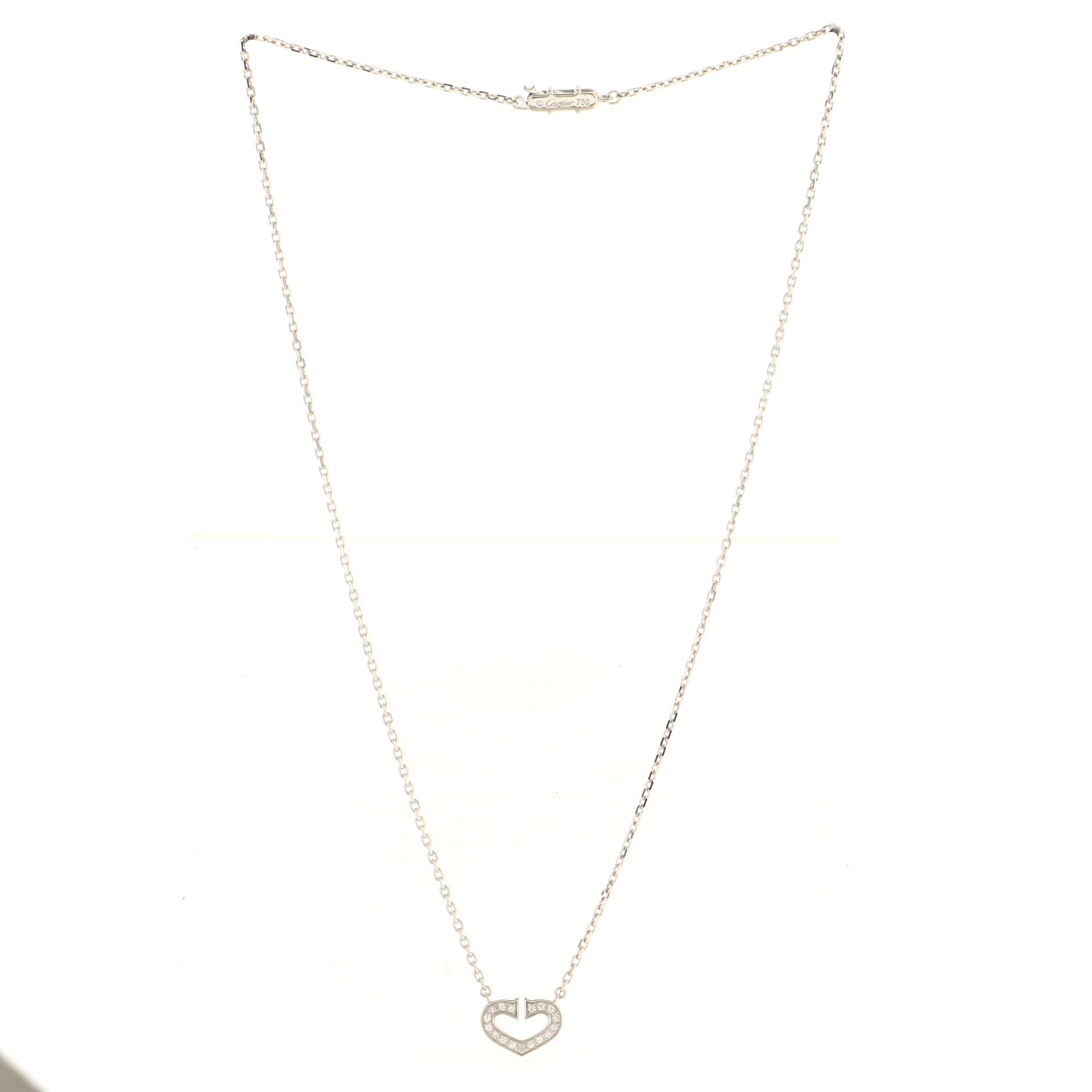 C Heart de Cartier Pendant Necklace 18K White Gold with Pave Diamonds