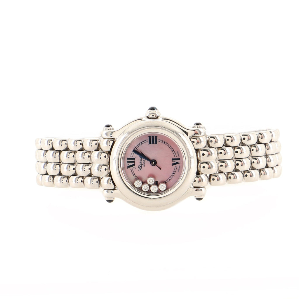 Happy Sport Quartz Watch Stainless Steel with Floating Diamonds and Mother of Pear 27