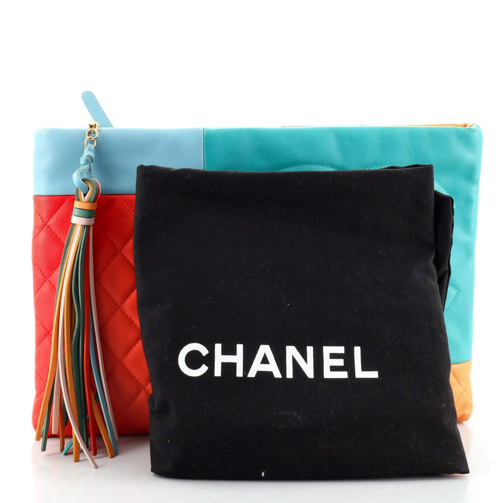 O Case Clutch Colorblock Quilted Leather Large