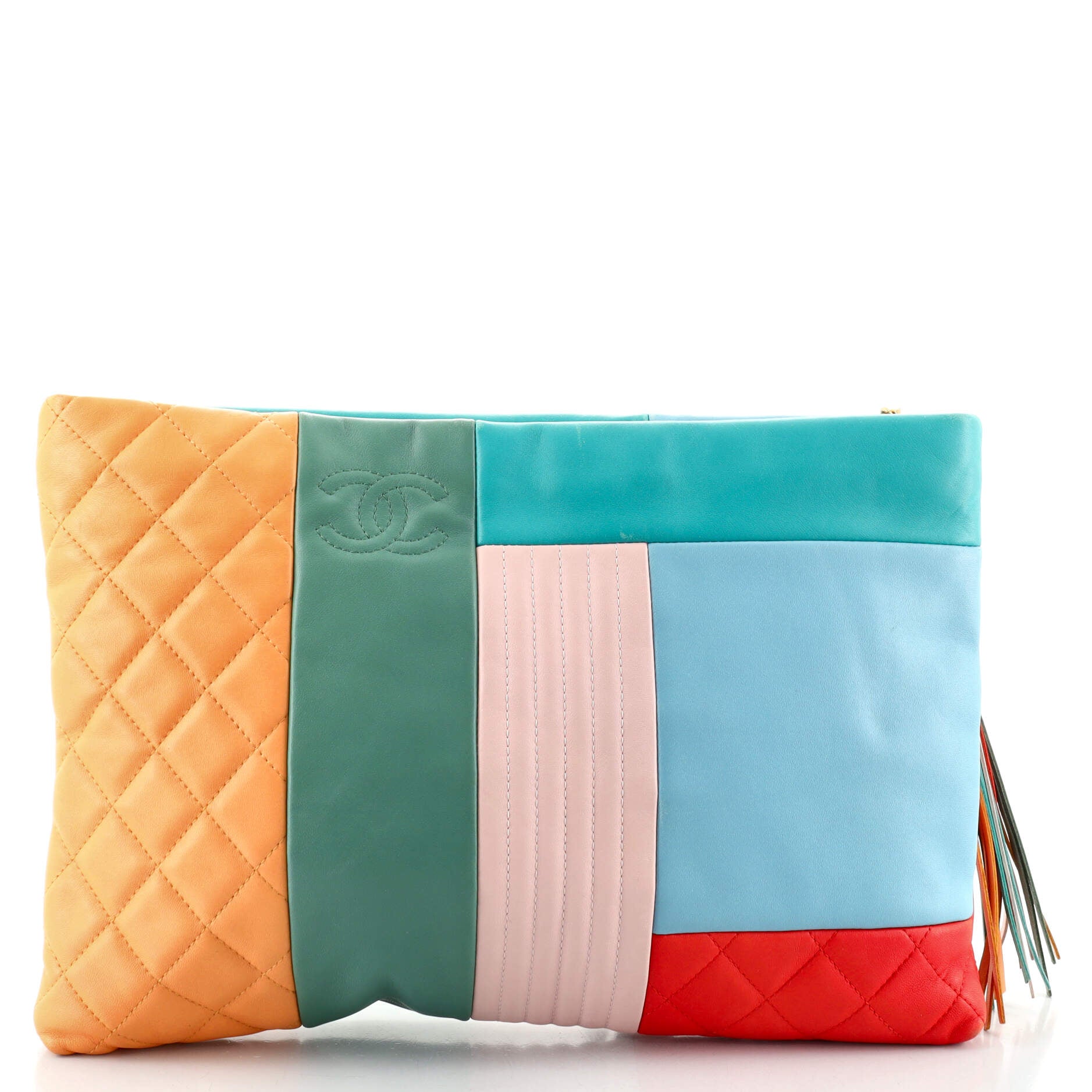 O Case Clutch Colorblock Quilted Leather Large