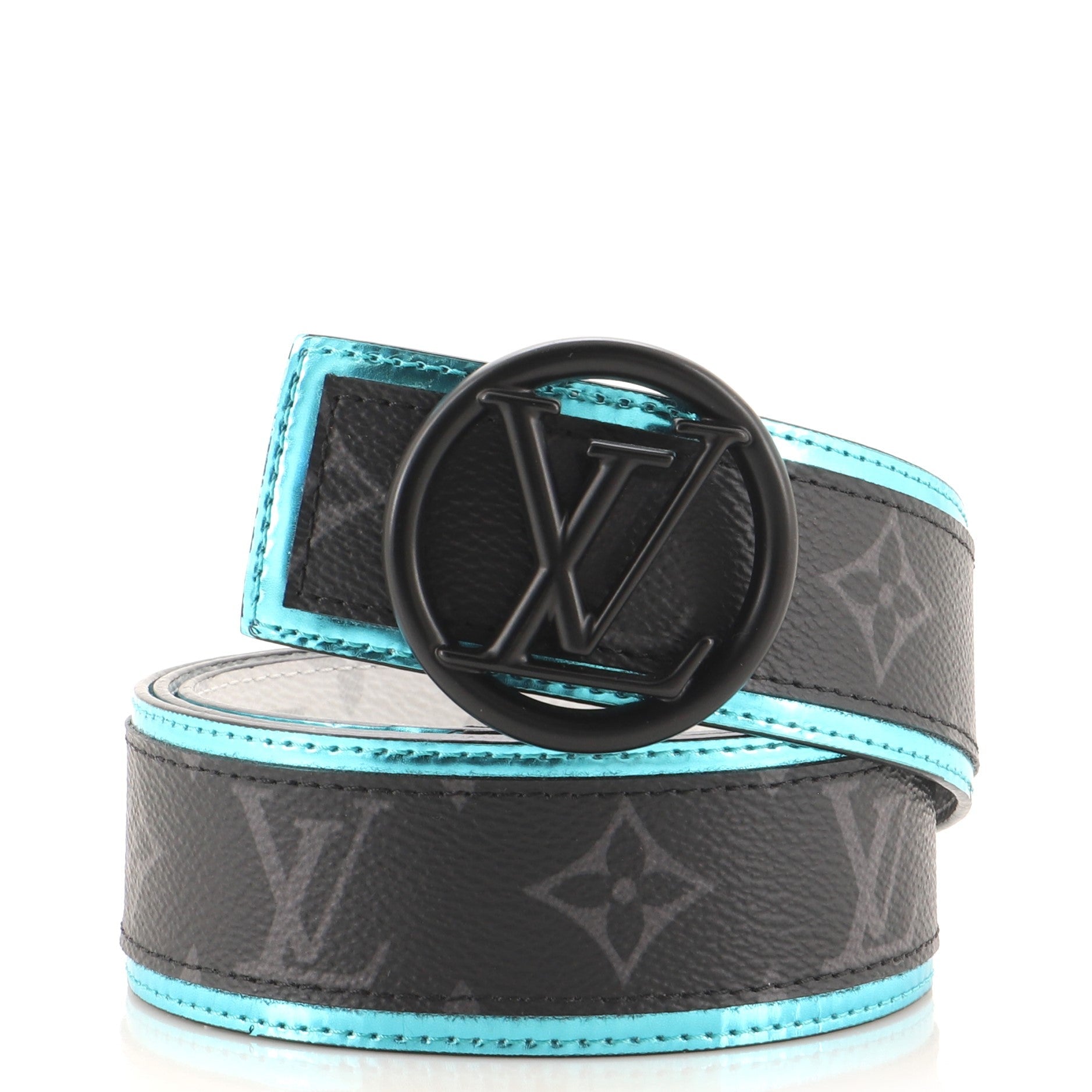 LV Circle Reversible Belt Monogram Eclipse and Monogram Antartica Wide 85