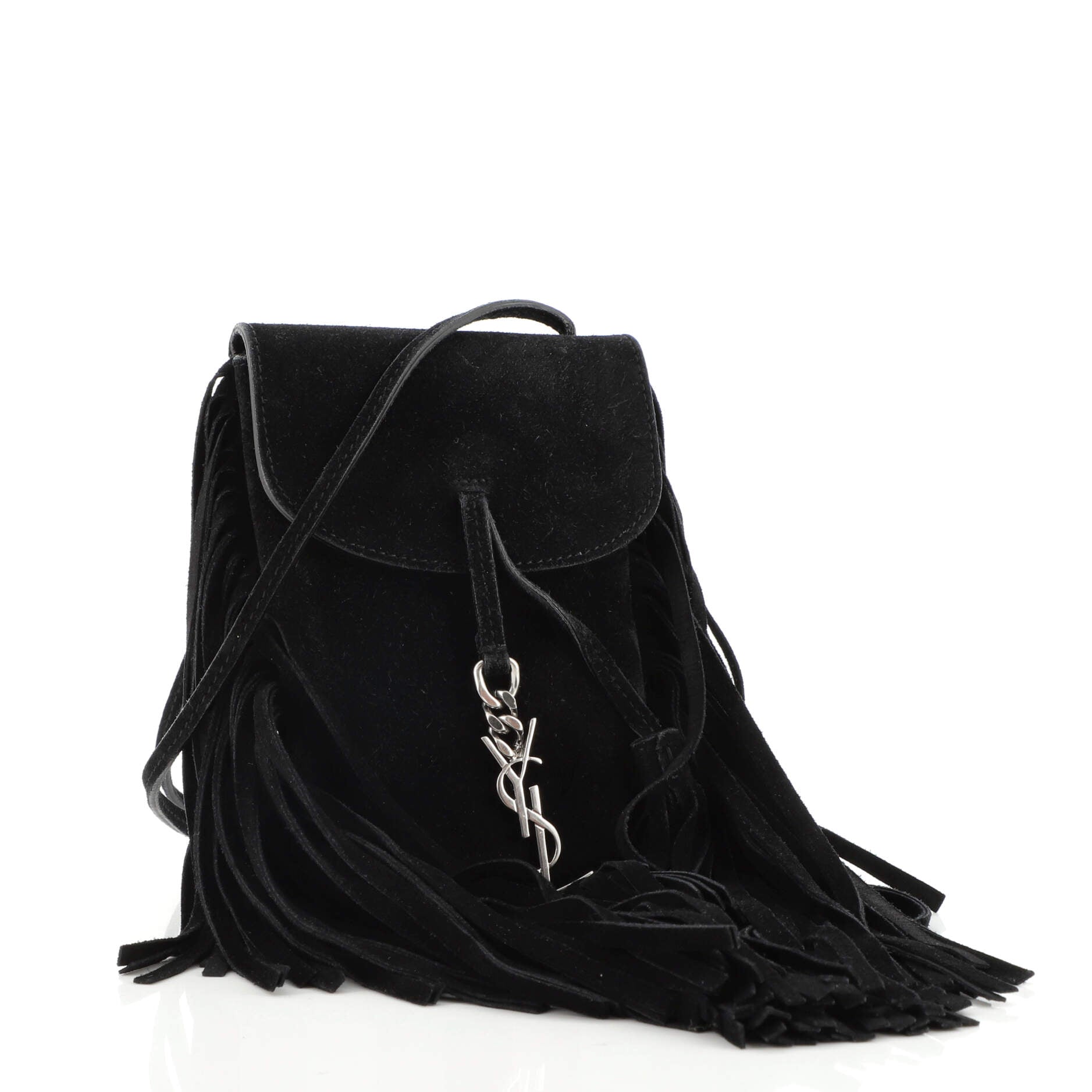 Anita Flat Fringe Crossbody Bag Suede Mini