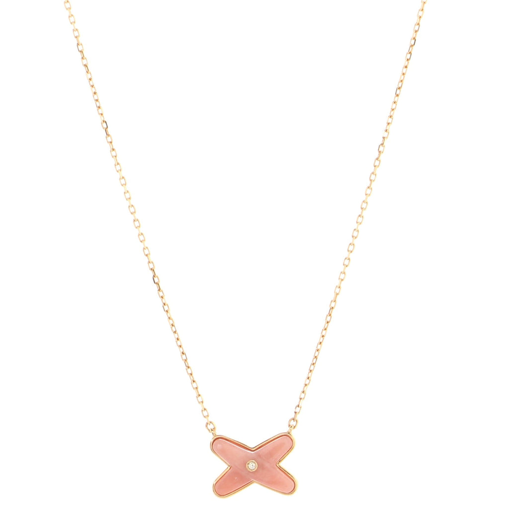Jeux de Liens Pendant Necklace 18K Rose Gold with Pink Opal and Diamond