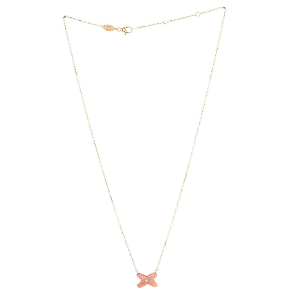 Jeux de Liens Pendant Necklace 18K Rose Gold with Pink Opal and Diamond