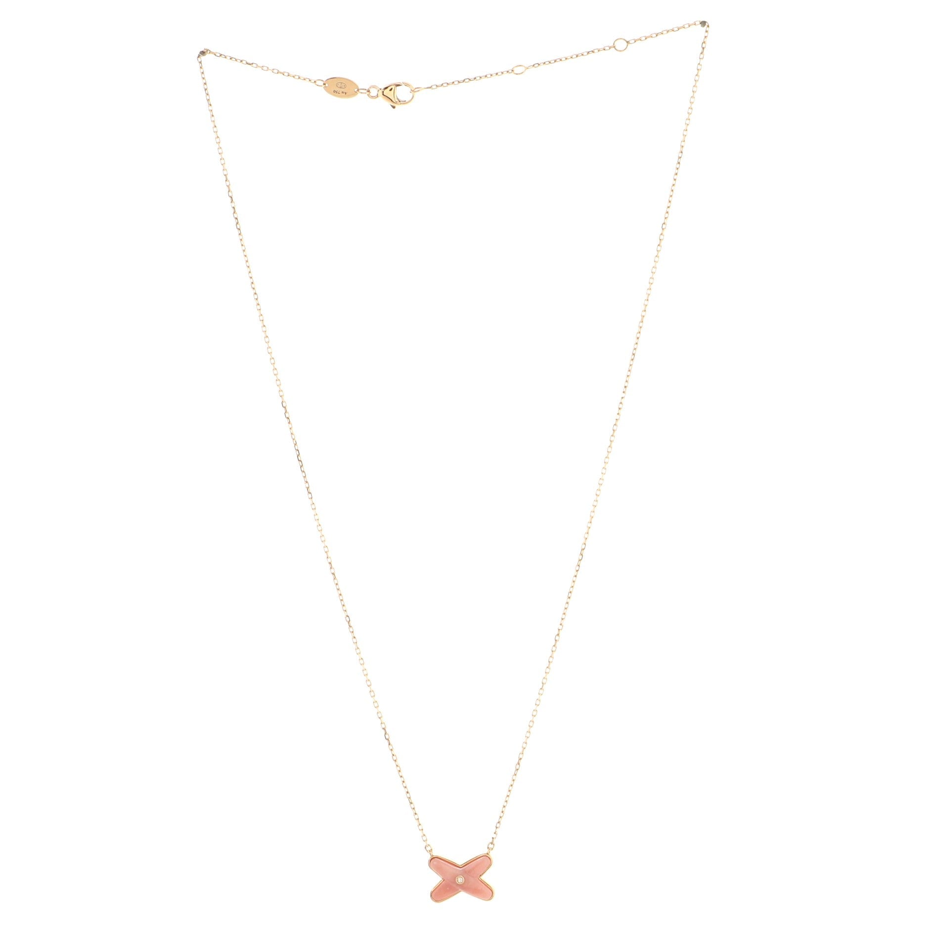 Jeux de Liens Pendant Necklace 18K Rose Gold with Pink Opal and Diamond