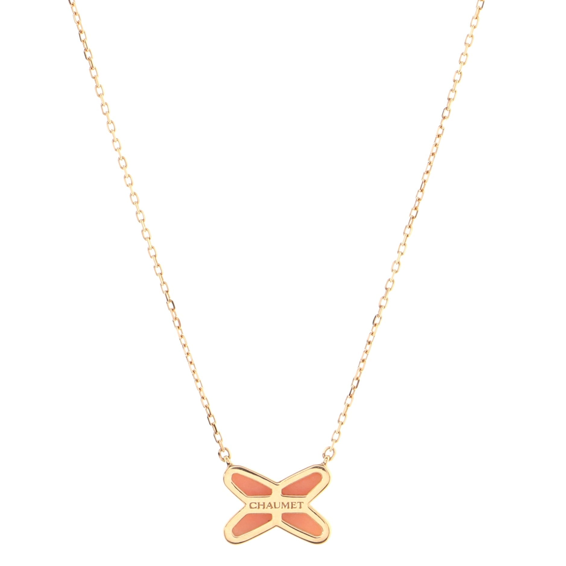 Jeux de Liens Pendant Necklace 18K Rose Gold with Pink Opal and Diamond