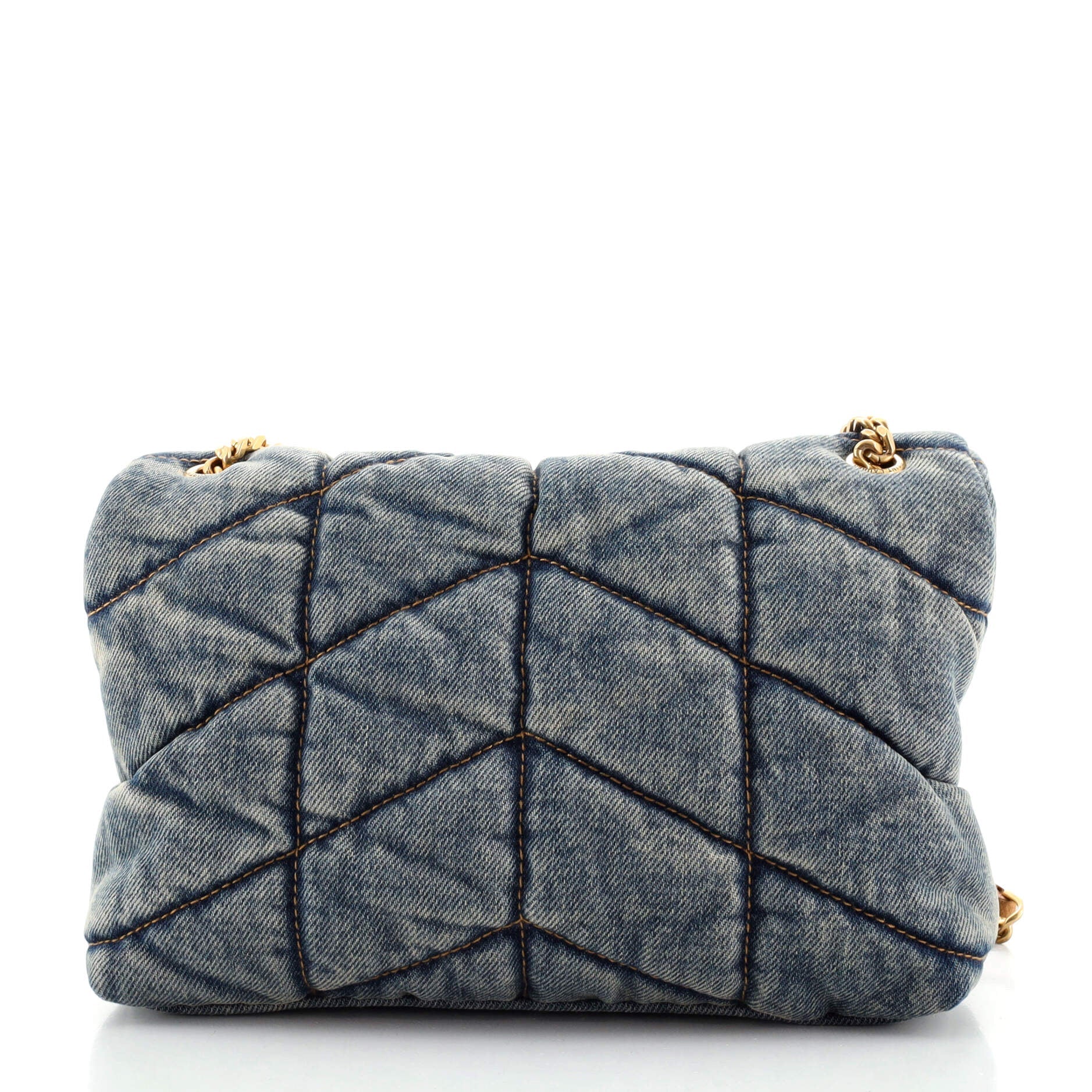 LouLou Puffer Shoulder Bag Quilted Vintage Denim Mini