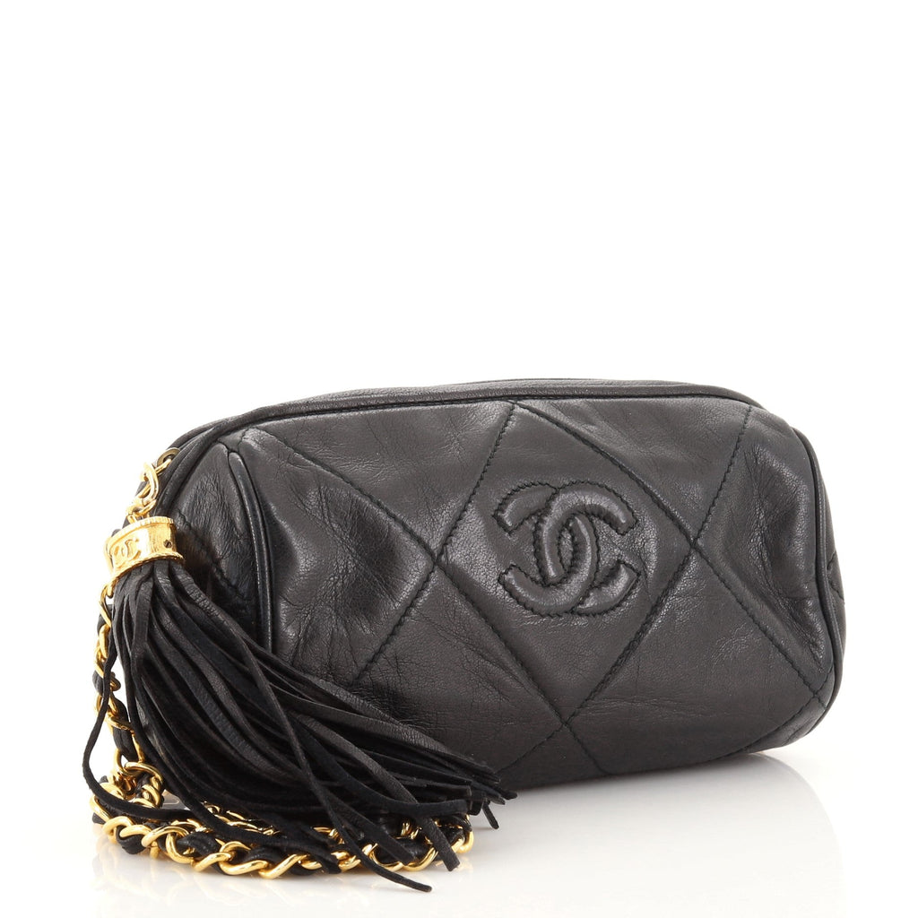 Vintage Diamond CC Barrel Bag Quilted Leather Mini