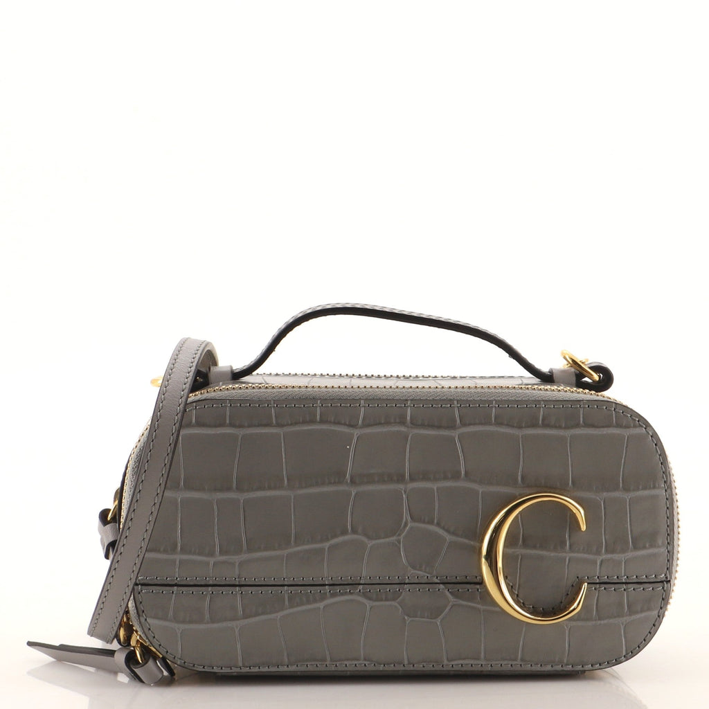 C Vanity Bag Crocodile Embossed Leather Mini