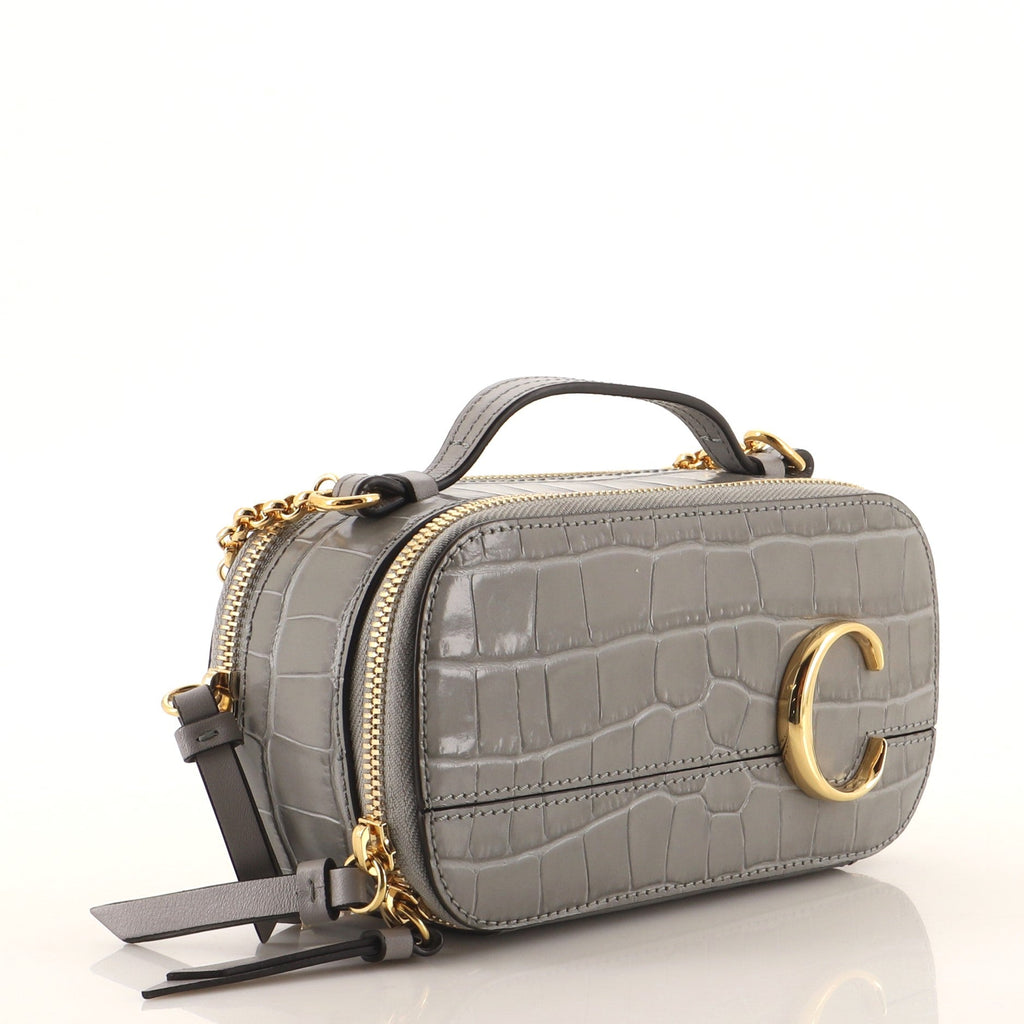 C Vanity Bag Crocodile Embossed Leather Mini