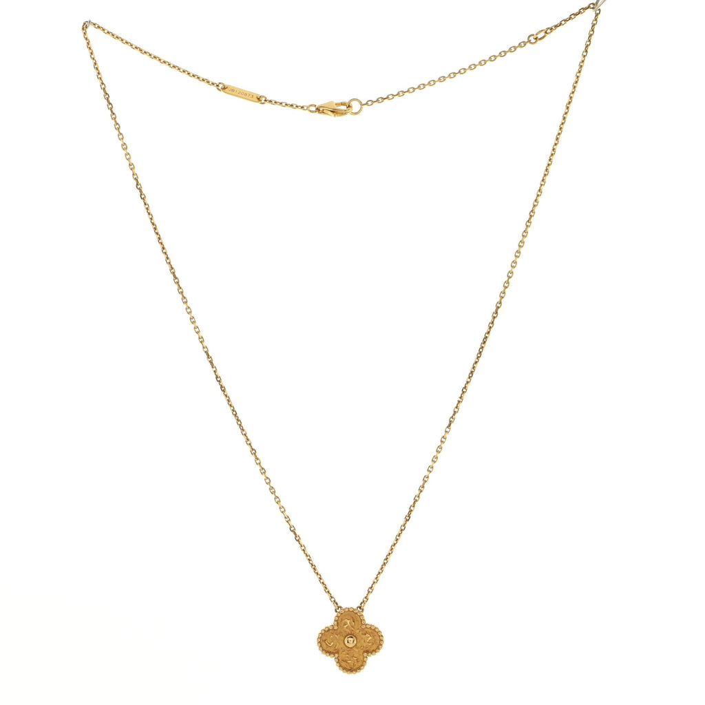 Vintage Alhambra Pendant Necklace 18K Yellow Gold