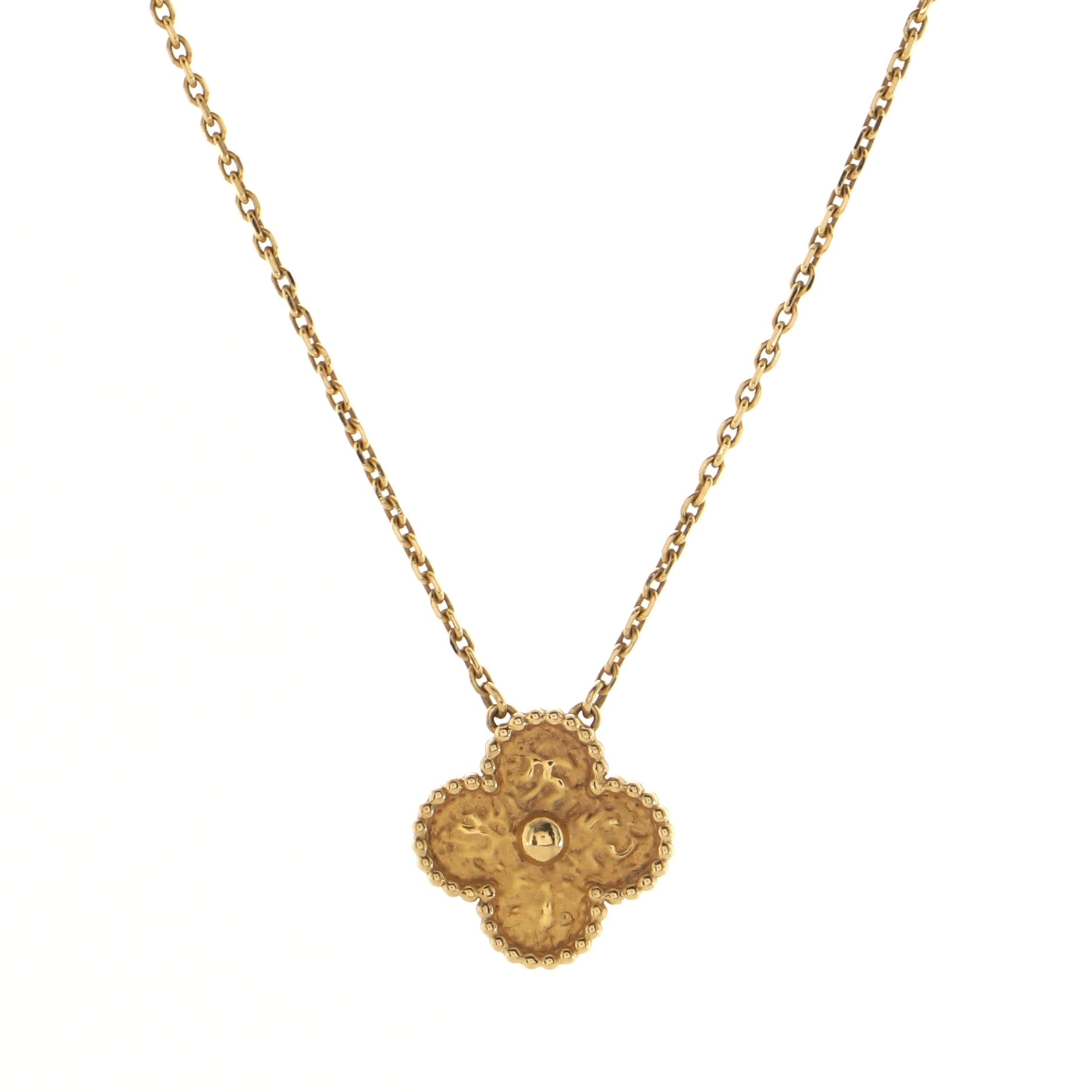 Vintage Alhambra Pendant Necklace 18K Yellow Gold