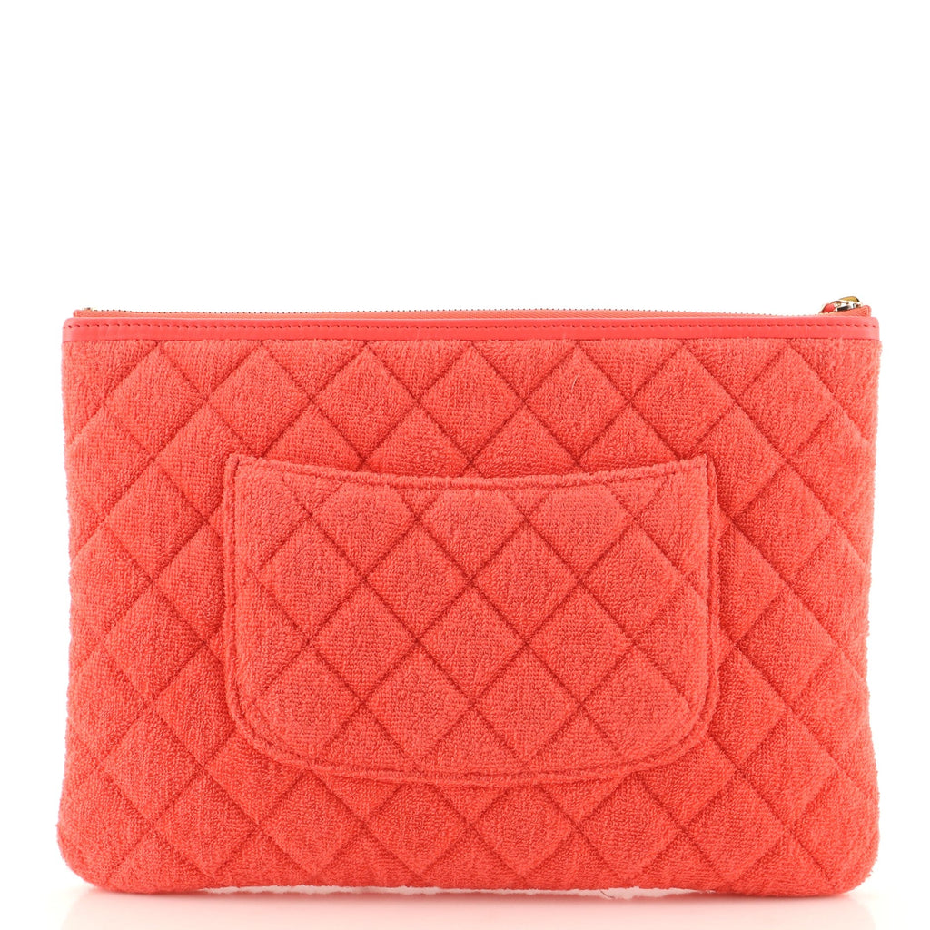 O Case Clutch Quilted Terry Cloth with Faux Pearls Medium