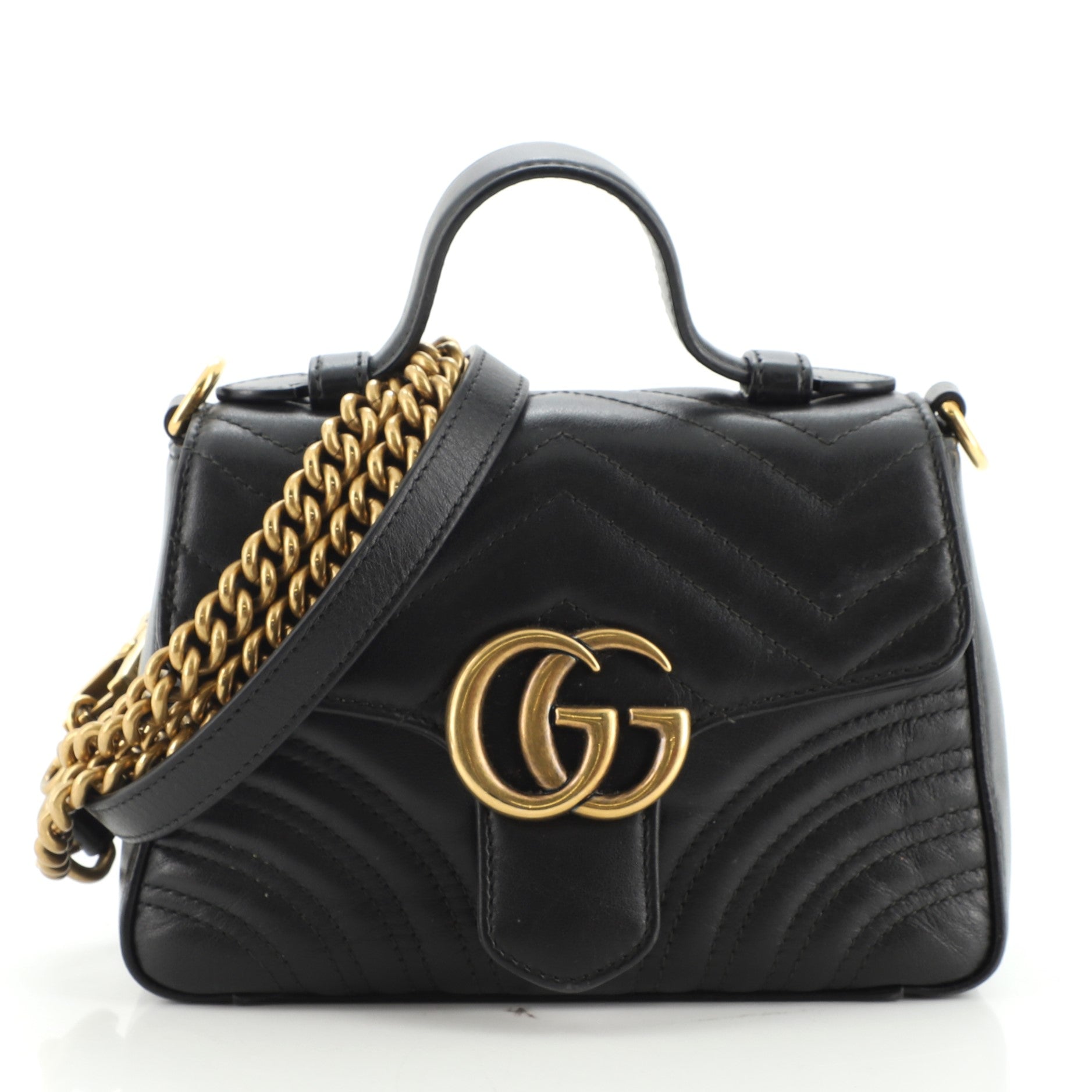 GG Marmont Top Handle Flap Bag Matelasse Leather Mini