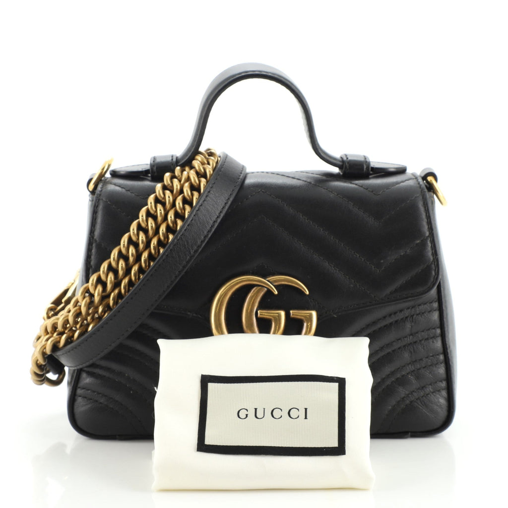 GG Marmont Top Handle Flap Bag Matelasse Leather Mini