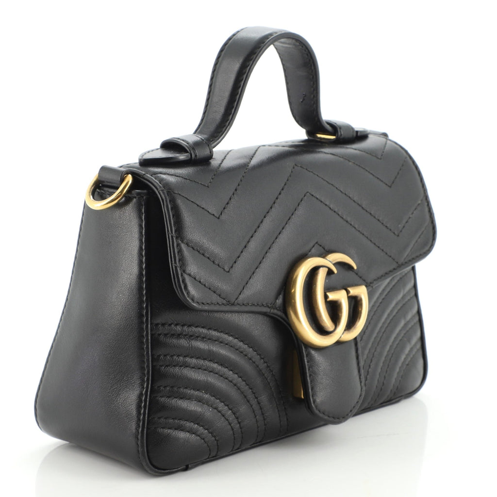 GG Marmont Top Handle Flap Bag Matelasse Leather Mini