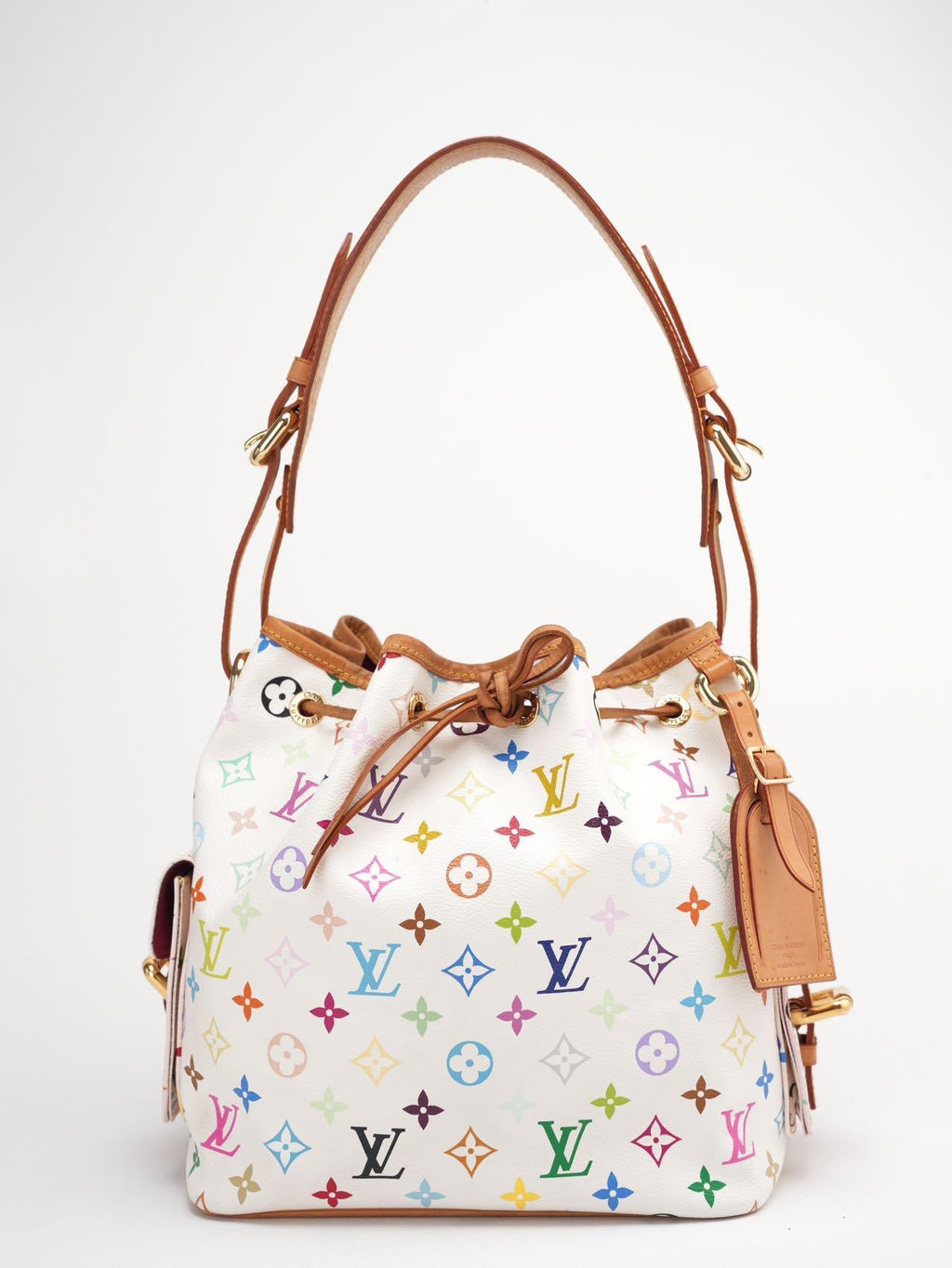 Louis Vuitton White Multicolor Takashi Murakami Bucket Canvas Bag