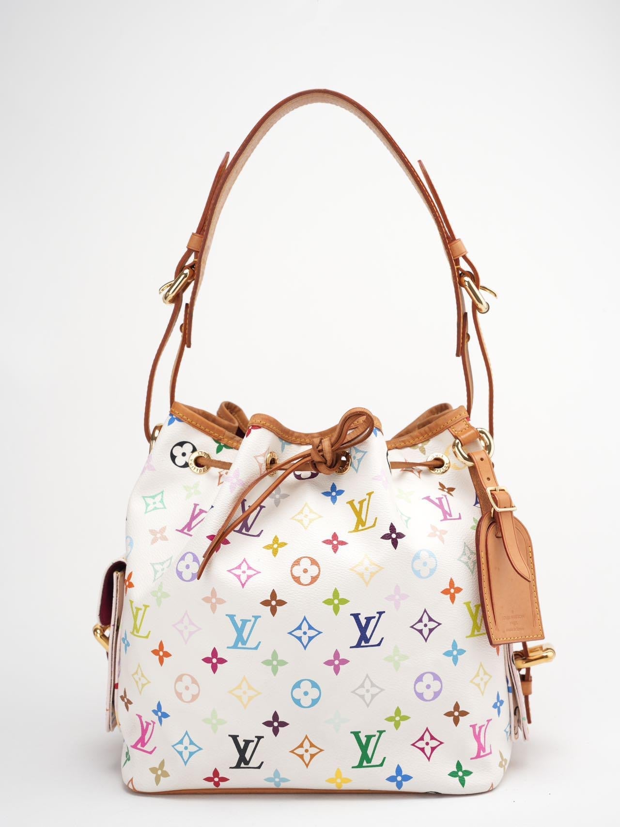 Louis Vuitton White Multicolor Takashi Murakami Bucket Canvas Bag