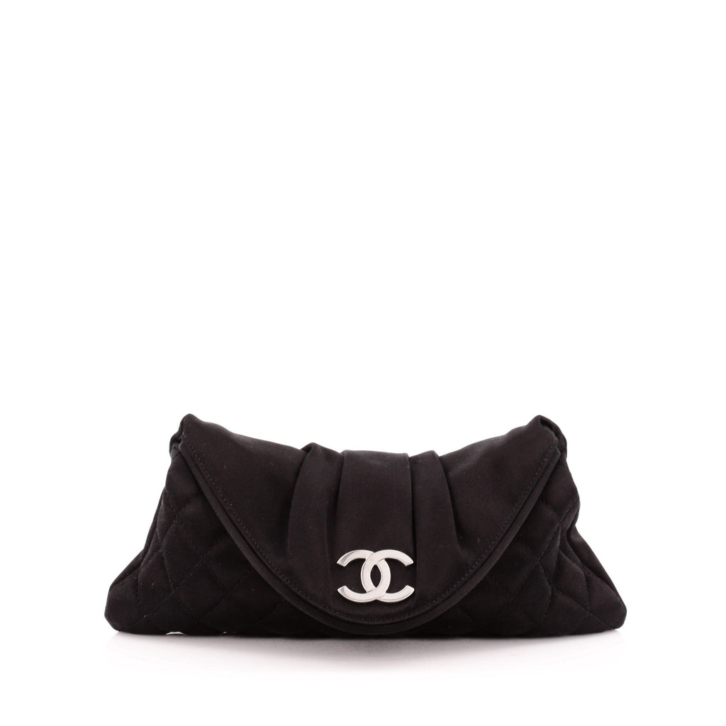 CC Half Moon Clutch Quilted Satin