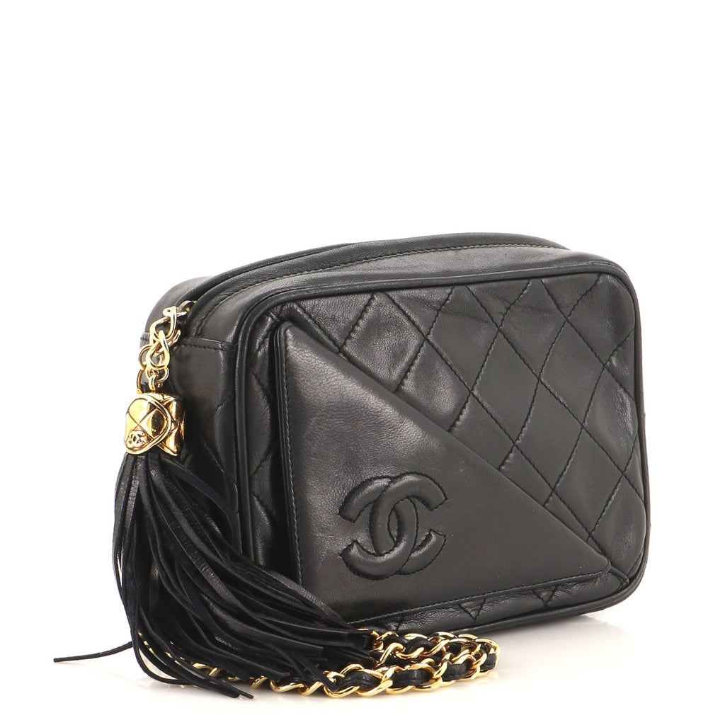 Vintage Front Pocket Camera Bag Quilted Leather Mini