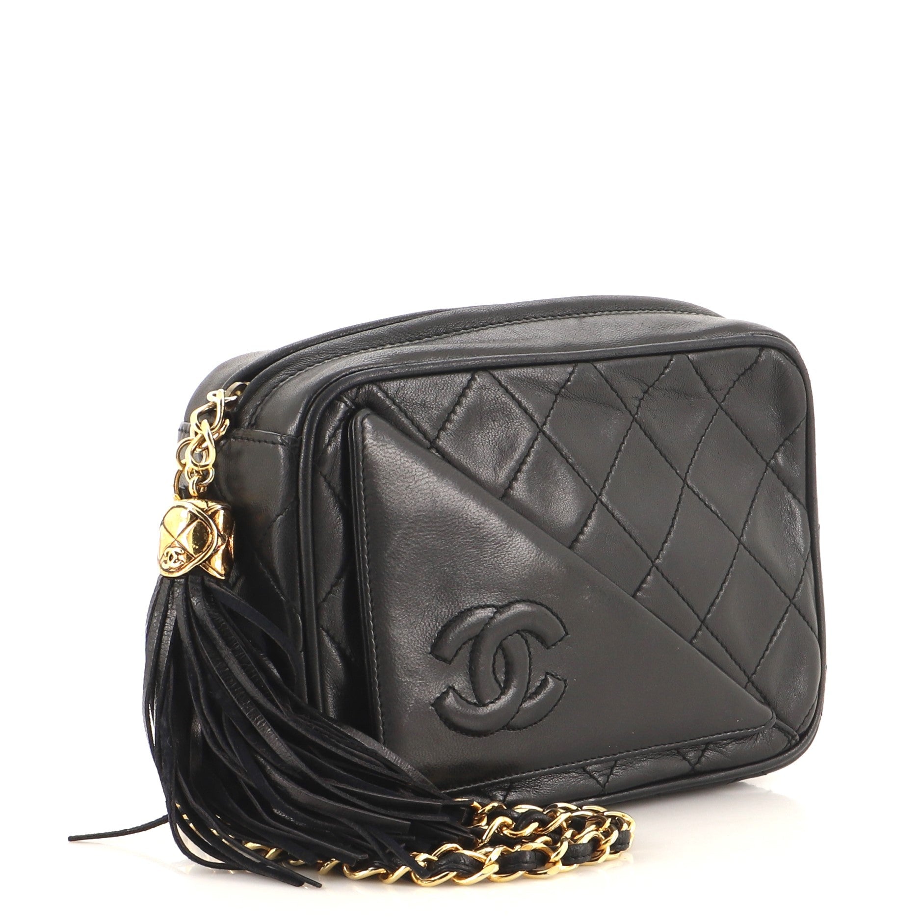 Vintage Front Pocket Camera Bag Quilted Leather Mini