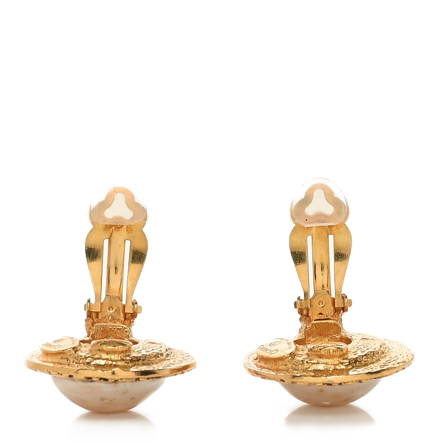 Pearl Round Clip On Earrings Gold