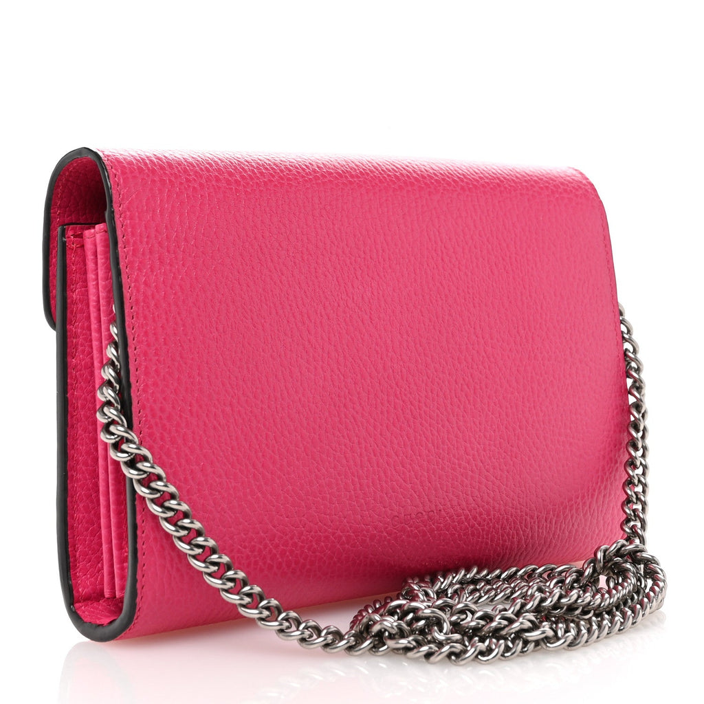 Dollar Calfskin Crystal Mini Dionysus Chain Wallet Box Pink