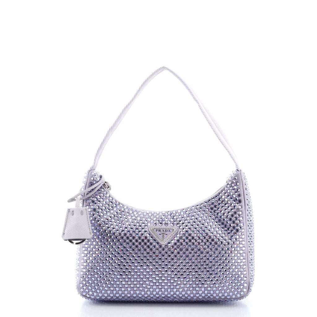 Re-Edition 2000 Hobo Crystal Embellished Satin Mini