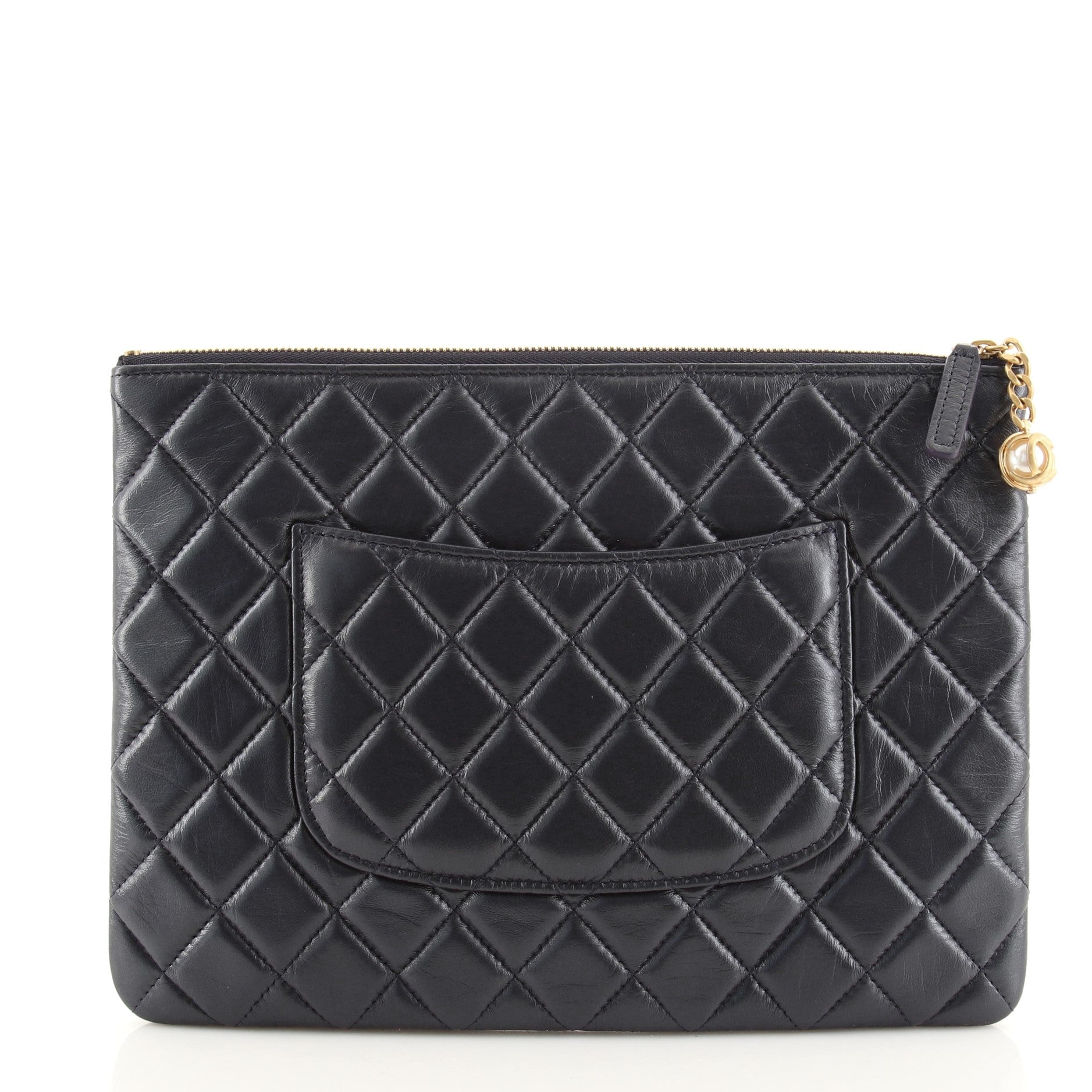 CC Pearl Charm O Case Clutch Quilted Calfskin Medium