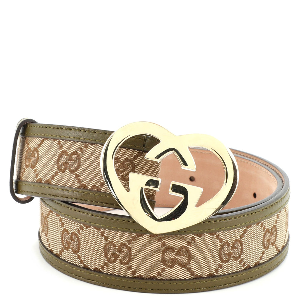 Lovely Heart Belt GG Canvas and Leather Wide 80