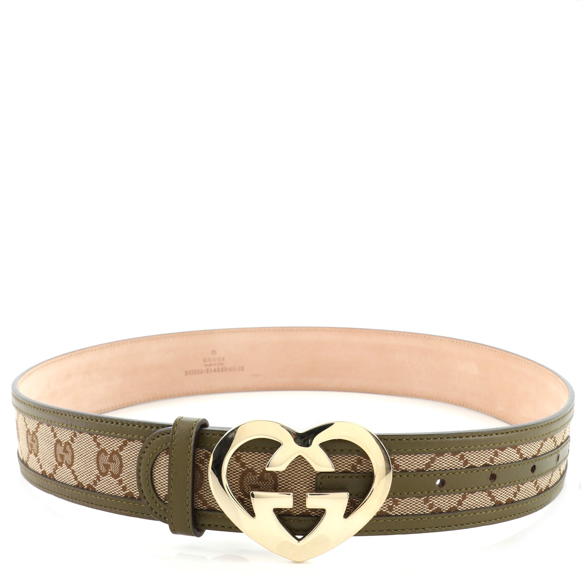 Lovely Heart Belt GG Canvas and Leather Wide 80