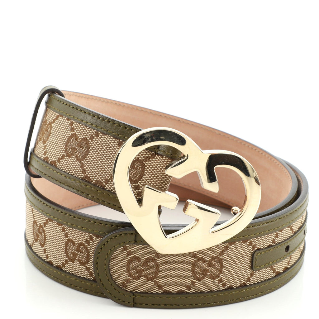 Lovely Heart Belt GG Canvas and Leather Wide 80