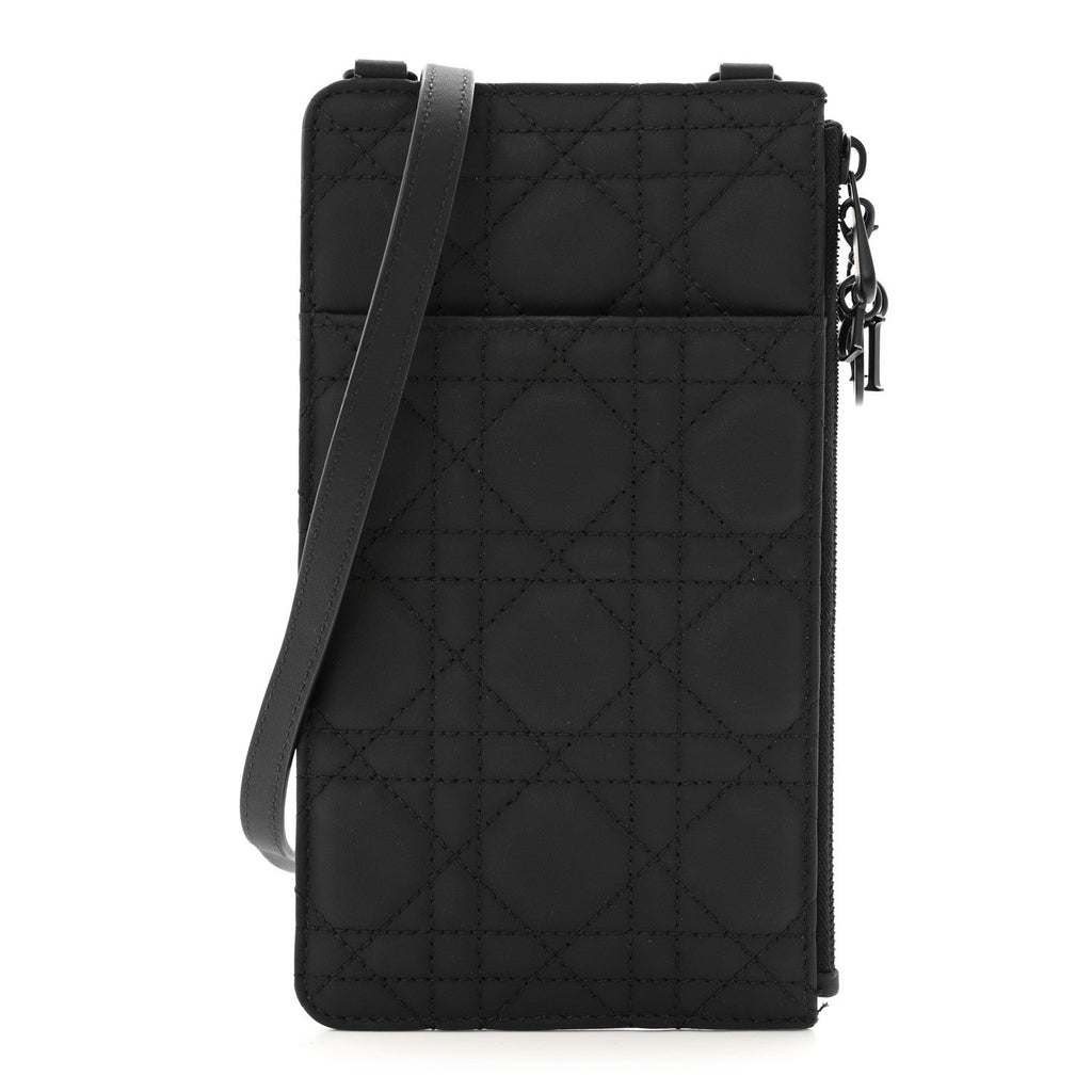 Ultra Matte Calfskin Lady Dior Long Wallet With Strap Black