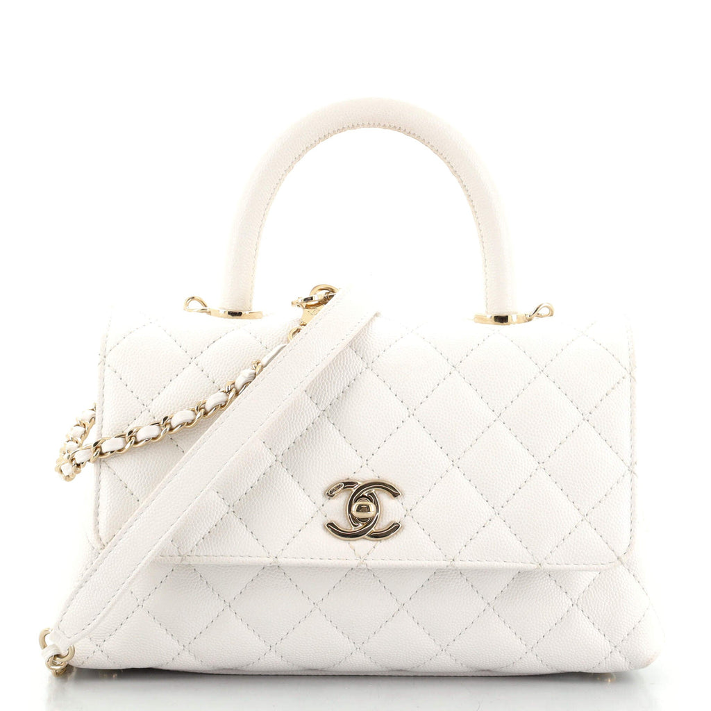Coco Top Handle Bag Quilted Caviar Mini
