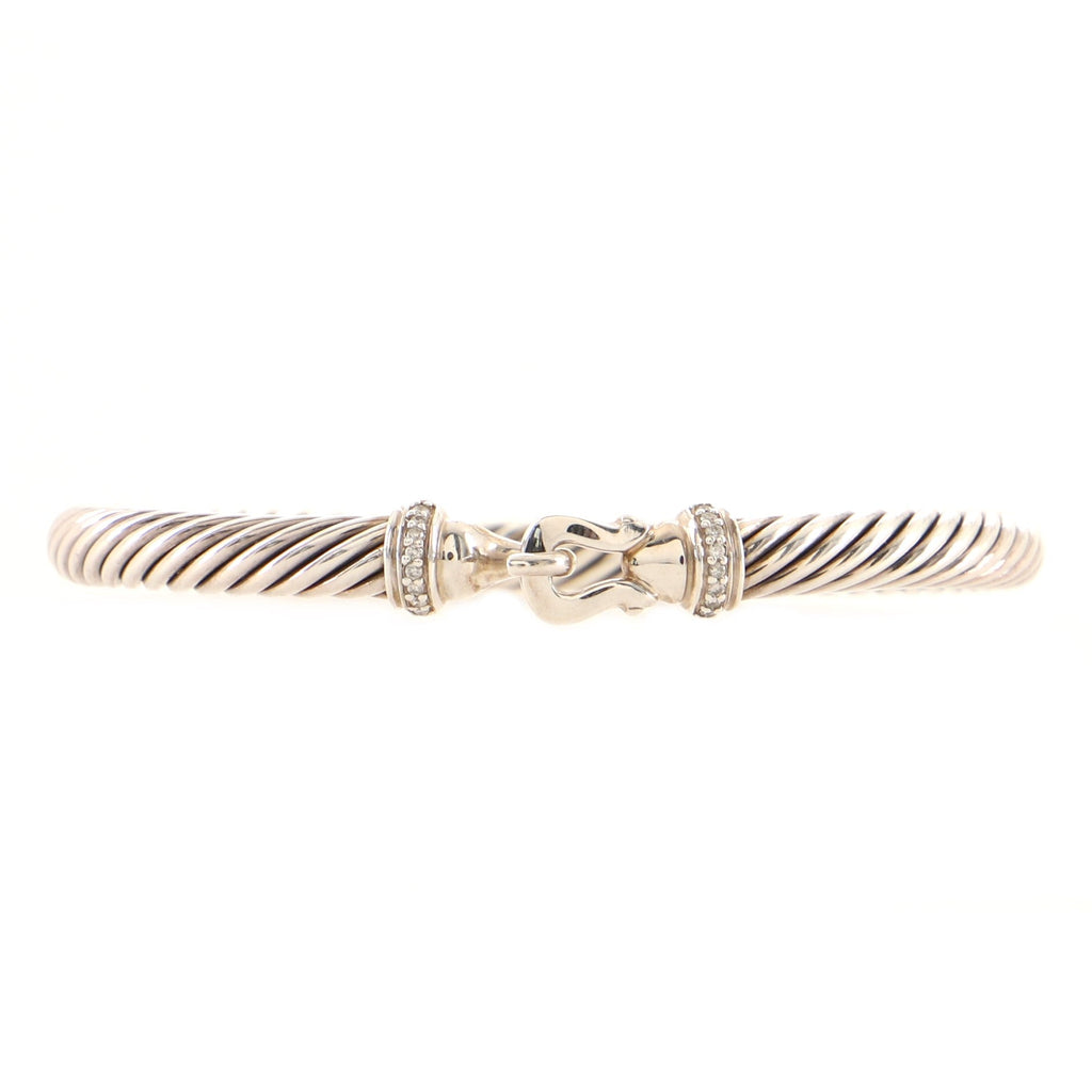 Cable Buckle Bracelet Sterling Silver with Diamonds 5mm