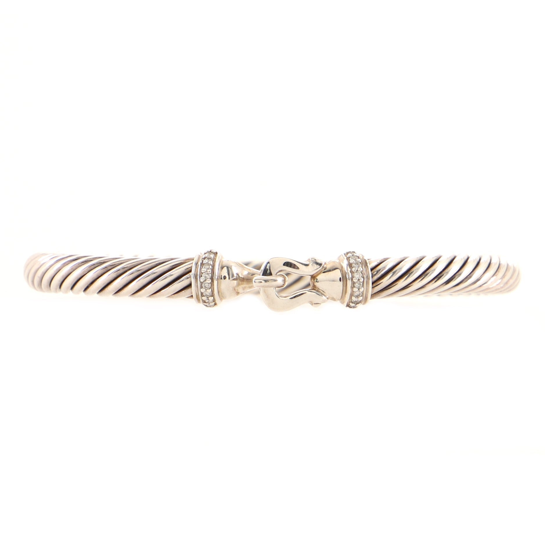 Cable Buckle Bracelet Sterling Silver with Diamonds 5mm
