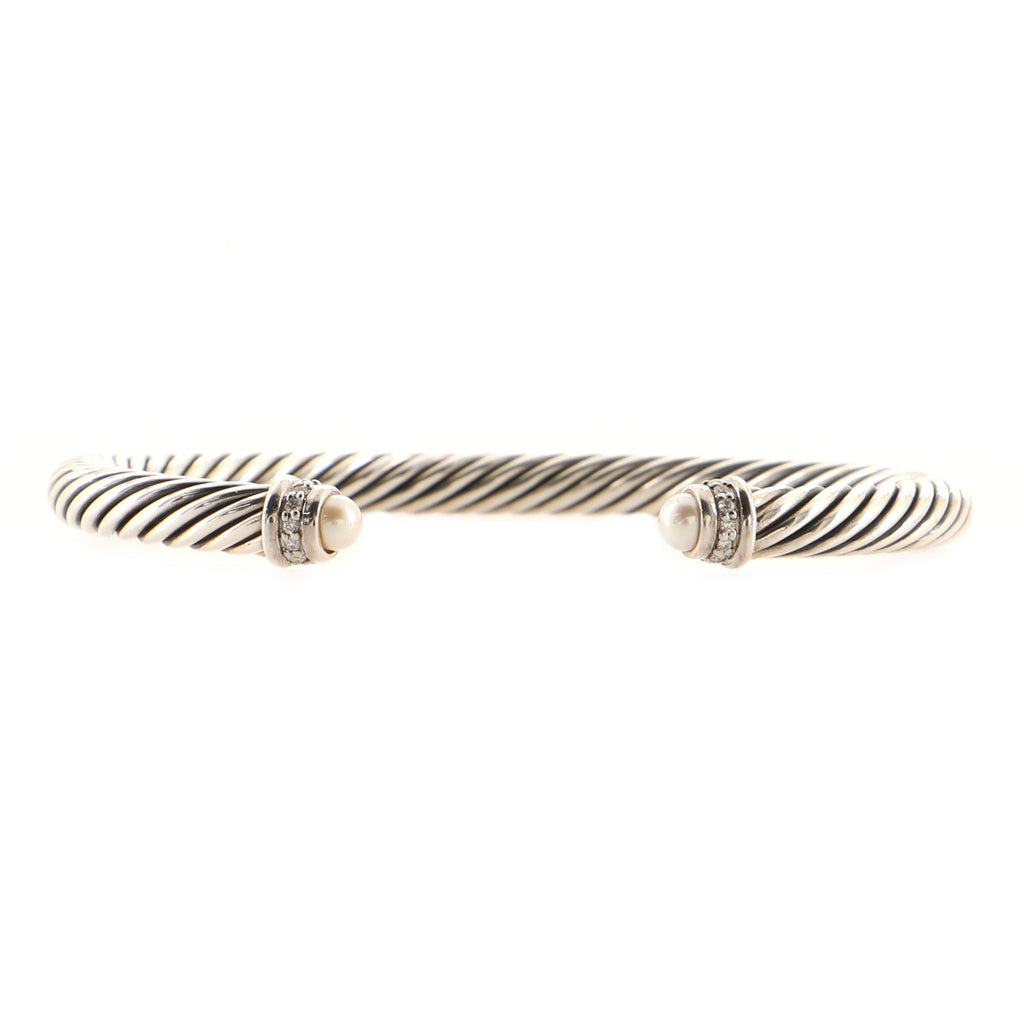 Cable Classic Bracelet Sterling Silver with Diamonds and Pearls 5mm