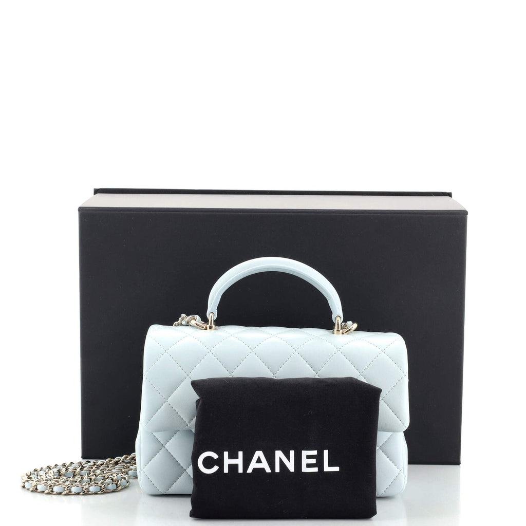 Classic Single Flap Top Handle Bag Quilted Lambskin Mini