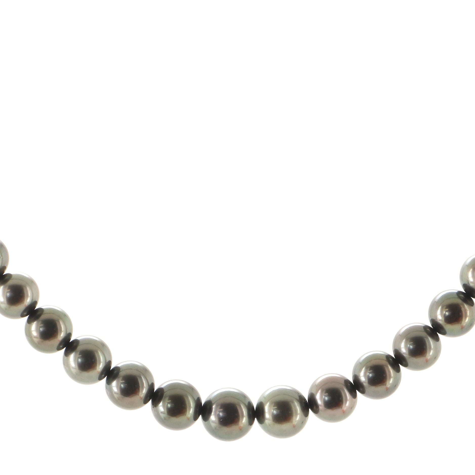 Single Strand Necklace Tahitian Pearls with 18K White Gold 8-10mm