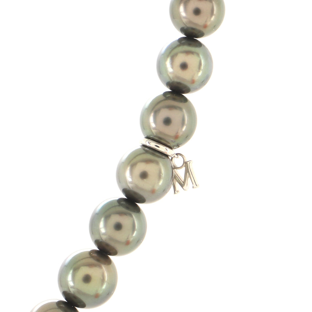 Single Strand Necklace Tahitian Pearls with 18K White Gold 8-10mm