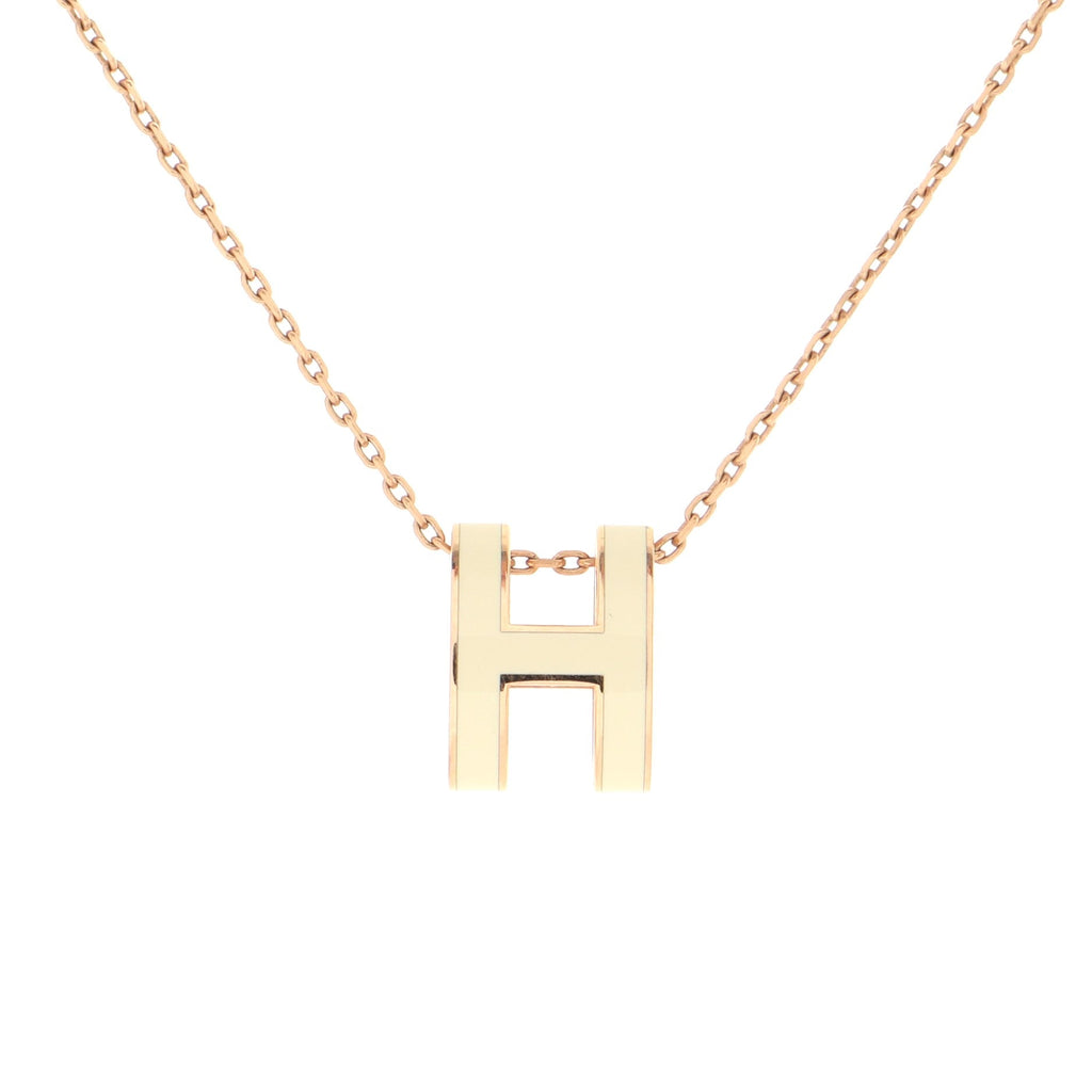 Pop H Pendant Chain Necklace Metal and Enamel Mini