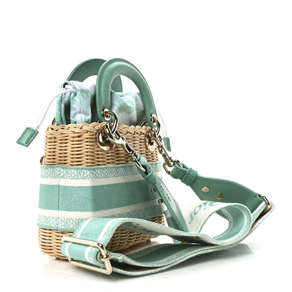 Wicker Oblique Mini Lady Dior Bag Aquamarina
