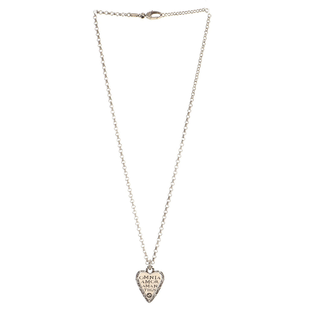 Engraved Heart Pendant Necklace Sterling Silver