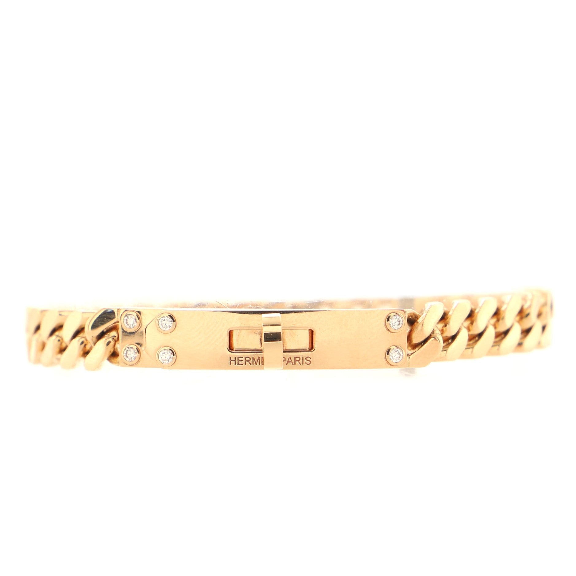Kelly Gourmette Bracelet 18K Rose Gold with Diamonds Very Small