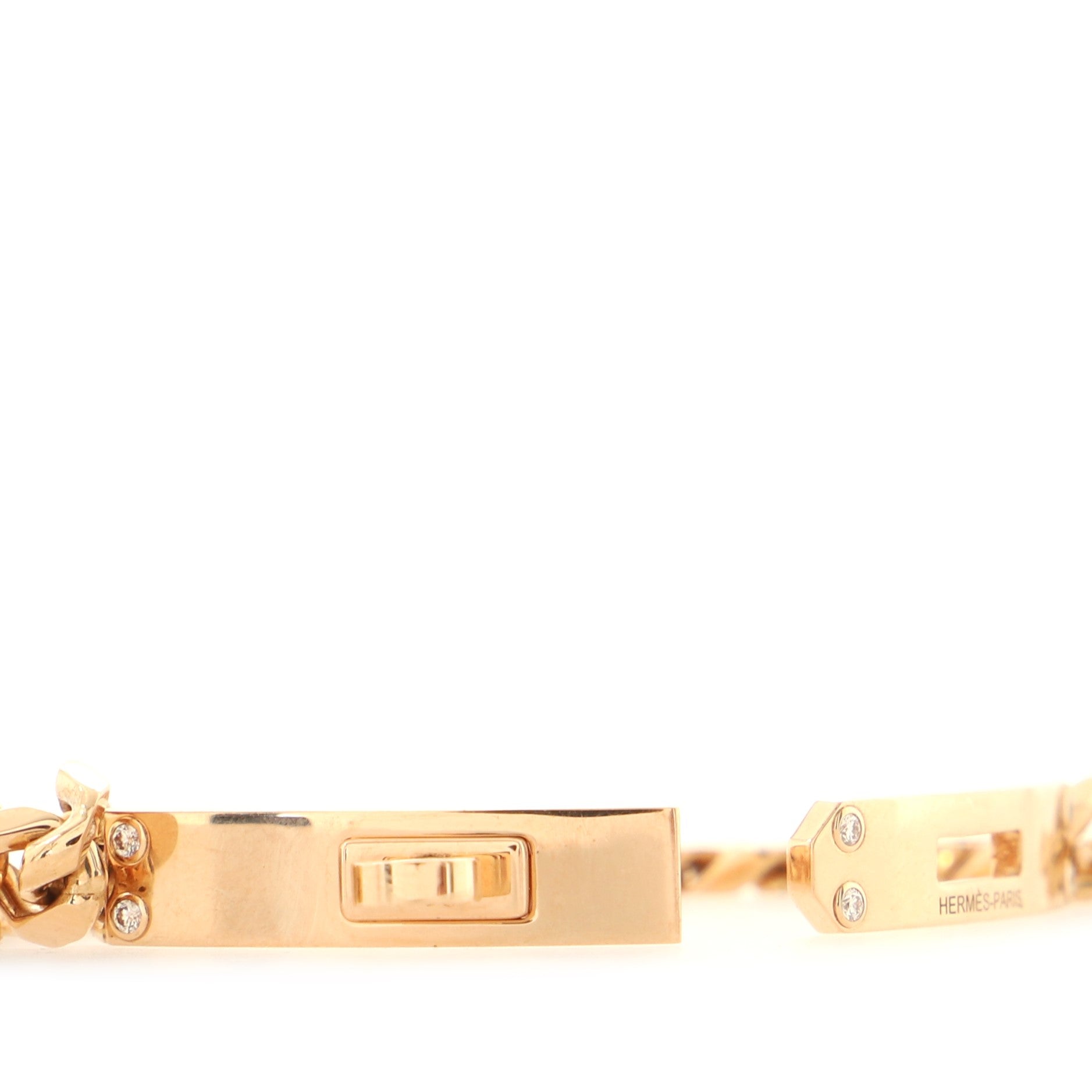 Kelly Gourmette Bracelet 18K Rose Gold with Diamonds Very Small